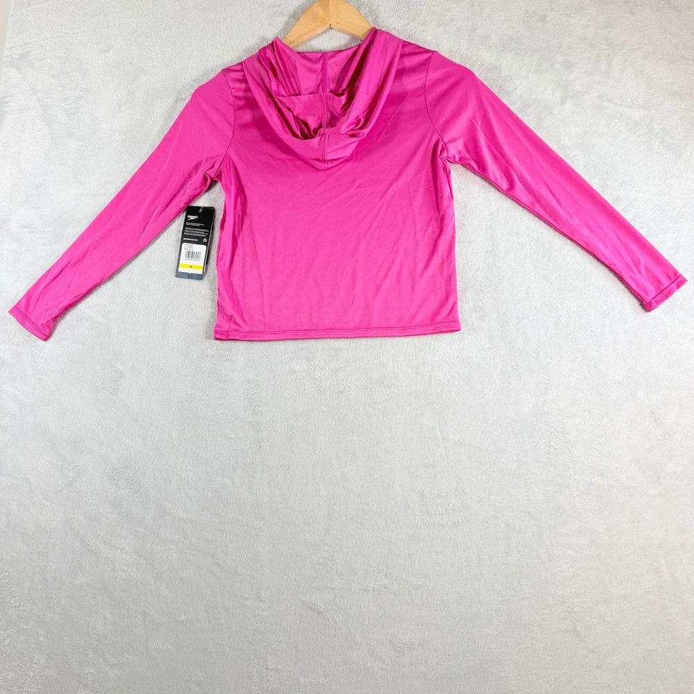 Speedo Women's Long Sleeve Rash‎ Guard Swim Hoodie Rose Violet Size M